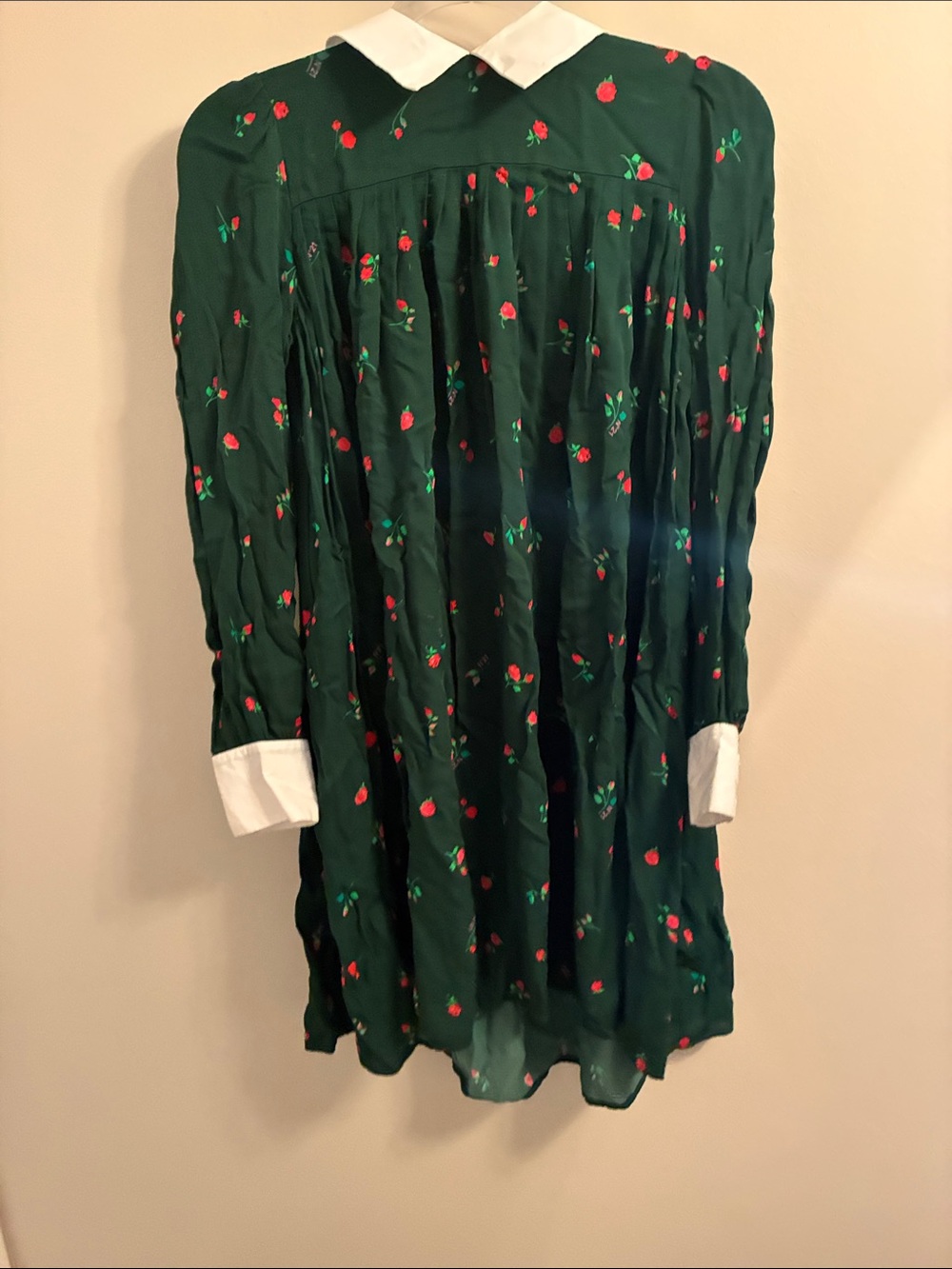 Girls' Emerald Green Floral Collar Formal Dress